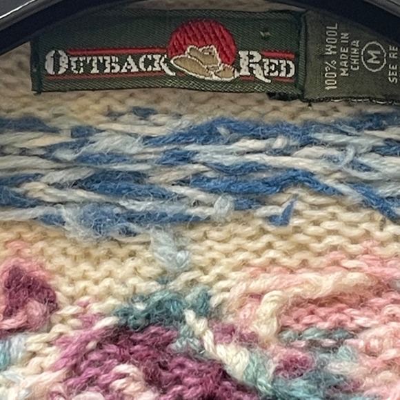 Vintage Outback Red Women's Medium Floral Cardigan Sweater 100% Wool Knit - Picture 2 of 16